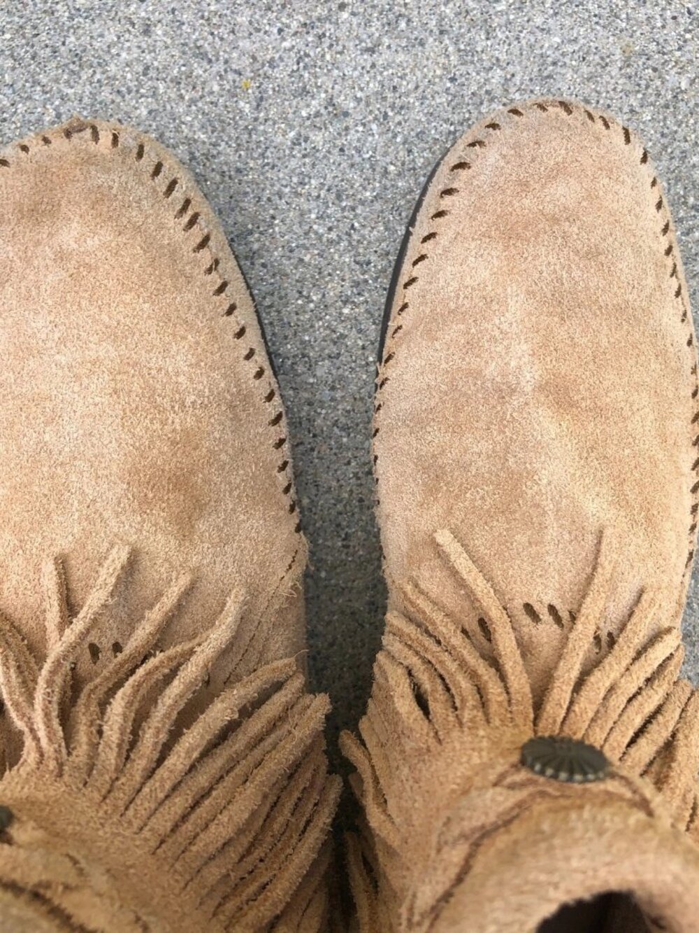 MINNETONKA 297T Double Finge Mocassin Boots Women's 7 Leather Suede Brown Shoes - Picture 3 of 11